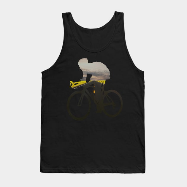 Cycling racing cyclist on the wide country road Tank Top by Quentin1984